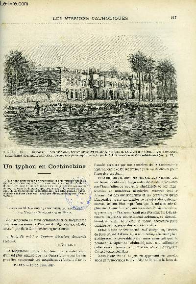 Les missions catholiques n 1482 - Un typhon en Cochinchine, lettre de M. Grosjean, Kouang si, la mission de N.D. de Fourvire, De bombay a Bagdad par le R.P. Marie Joseph du Sacr coeur, Une visite a l'ile d'Uahuna par le R.P. Materne Bartz