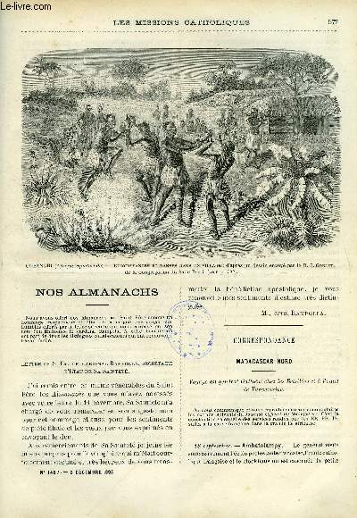 Les missions catholiques n 1487 - Madagascar nord, voyage du gnral Gallini chez les Betsilos et a l'ouest de Tananarive, Tch-kiang, l'hopital Saint Joseph de Ning-po, Au coeur de l'Afrique par Mgr Prosper Augouard, Au Dahomey, de Ktou a Porto Novo