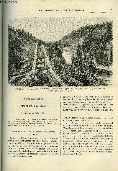 Les missions catholiques n 1599 - Pondichry, les parias de Padavdu, Une catastrophe a Padong, Voyages et aventures d'un missionnaire dans le far west par R.P. Savinien, Promenades en Norvge par Mgr Fallize