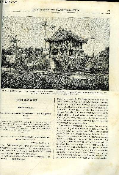Les missions catholiques n 1644 - Samoa, besoins de la mission de Fagofago, Syrie, La congrgation du R.P. Michel a Beyrouth, Promenades en Norvge par Mgr Fallize, Deux mois chez les miaotse par Paul Vial