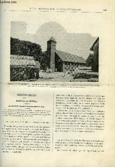 Les missions catholiques n 1670 - Madagascar central, la nouvelle glise d'Ambohimanambola, Apparitions surnaturelles en Chine, Voyage en pays thibtains par Th. Monbeig, Croquis annamites par Aug. Sajot, Carte des missions catholiques du centre africain