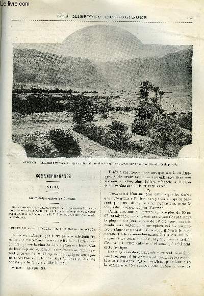 Les missions catholiques n 1682 - Natal, la mission cafare de Durban, La famine a Pondichry, Ecoliers et maitres d'cole par Aug. Sajot, Esclavage et sacrifices humains par le R.P. Friederich