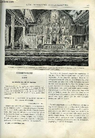 Les missions catholiques n 1683 - Syrie, la mission des RR. PP. Carmes, Besoins et progrs de la mission, Promenade autour de Saint Albert par le R.P.L.S. Culerier, Religion des Ibos par le R.P. Friederich