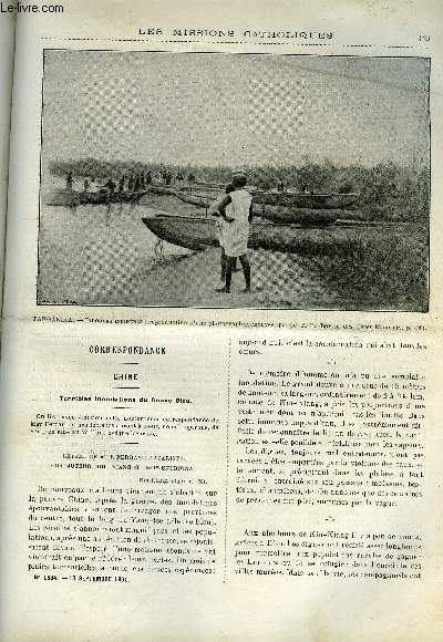 Les missions catholiques n 1684 - Chine, terribles inondations du fleuve Bleu, A l'ombre de la Croix par Aug. Sajot, Une excursion apostolique au Tanganika, Promenade autour de saint Albert par le R.P.L.S. Culerier