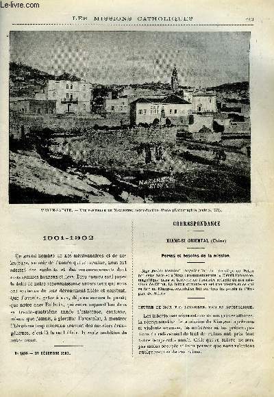 Les missions catholiques n 1699 - 1901-1902, Pertes et besoins de la mission, Deux mois en terre sainte