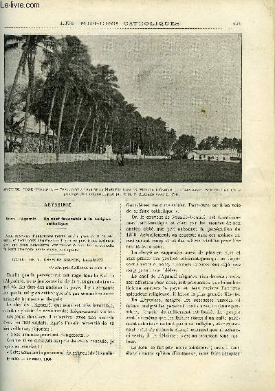 Les missions catholiques n 1820 - Abyssinie, Dans l'Agami, un chef favorable a la religion catholique, La mission de Ke So par le R.P. Cothonay, Le Nil, ses sources, son cours, les rservoirs