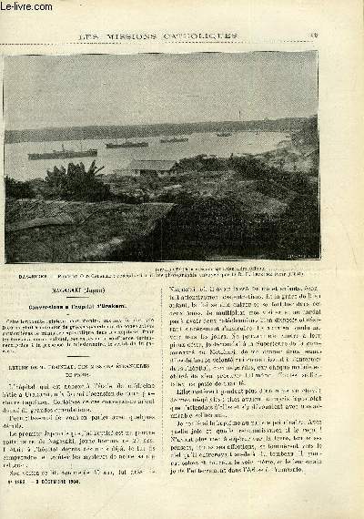 Les missions catholiques n 1853 - Nagasaki, conversions a l'hopital d'Urakami, La fte du 3 dcembre, a Lyon, La mission du vieux Calabar, les coles, locaux prpars d'avance, Mort et funrailles d'un grand Chef aux iles salomon