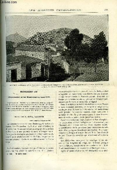 Les missions catholiques n 1866 - Madagascar sud, l'insurrection et les missionnaires lazaristes, Un mot sur la vie du missionnaire au Japon, Au pays d'Alexandre le Grand par M.E. Cazot, En Algrie, les pres blancs