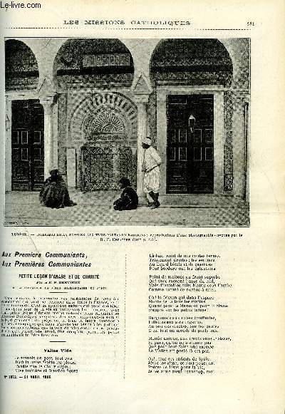 Les missions catholiques n 1872 - Aux premiers communiants, aux premires communiantes, En Tunisie, le cardinal Lavigerie, Ca et l par Rgis Gervaix