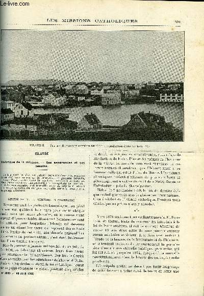 Les missions catholiques n 1882 - Islande, historique de la mission, ses esprances et ses besoins, Sancian, Afrique quatorial franaise, pres du saint esprit