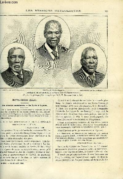 Les missions catholiques n 1884 - Matto-Grosso, une mission salsienne, Les zoulous, histoire, moeurs, religion, Congo franais, Gabon