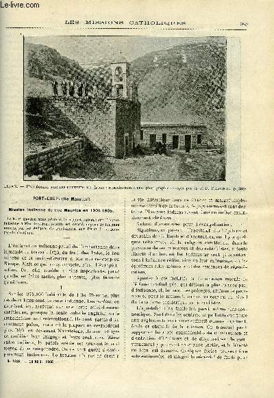 Les missions catholiques n 1889 - Port Louis, mission indienne de l'Ile Maurice en 1904-1905, Au Mont Liban par le R.P. Joseph Delore, Le patriotisme des missionnaires par Valrien Groffier