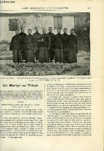Les missions catholiques n 1891 - Un martyr au Thibet, Mgr Corbet providentiellement sauv d'un naufrage, A travers l'Afrique quatoriale, Madagascar, les jsuites