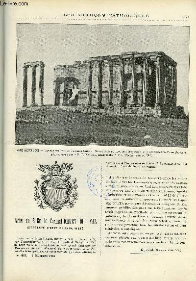 Les missions catholiques n 1957 - Lettre de S. Em. le cardinal Merry Del Val, Nouvelle Caldonie, une inauguration d'glise aux iles Loyalty, Fte et IVe centenaire de Saint Franois Xavier, La mission d'Eski-Chhir, sur la ligne ferre d'Eski Chhir