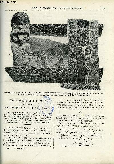 Les missions catholiques n 1965 - Une audience de S.S. Pie X au Suprieur de nos Dlgus dans la Rpublique Argentine, Au pays des Loucheux et des Peaux de Livre, Vers Mossoul la bossue, Les mmoires d'un sauvage, l'age d'or