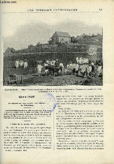 Les missions catholiques n 1987 - Chine, un pisode de l'insurrection des boxeurs au tch kiang, Hindoustan, une mission nouvelle dans le diocse de Pondichry, La missiohn des pres dominicains, Madagascar par le R.P. Suau