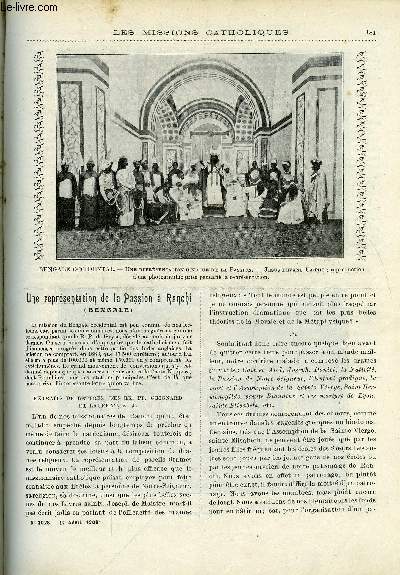 Les missions catholiques n 2028 - Une reprsentation de la passion a Ranchi, Travaux apostoliques des RR. PP. Carmes en Syrie, Les oiseaux aquatiques, ordre des impenns