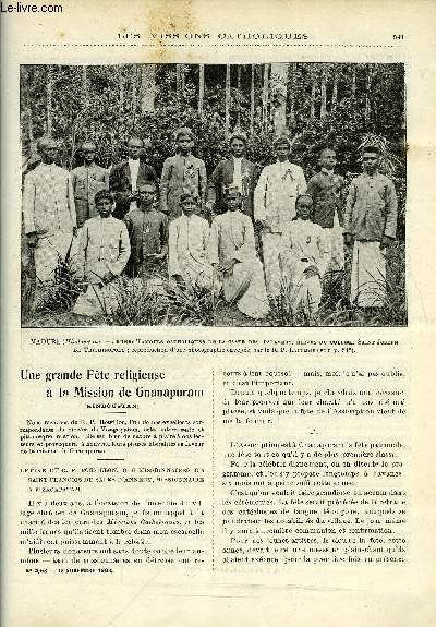 Les missions catholiques n 2058 - Une grande fte religieuse a la mission de Gnanapuram, L'Education catholique dans l'Inde par le R.P. Lacombe, Une curieuse peuplade tonkinoise