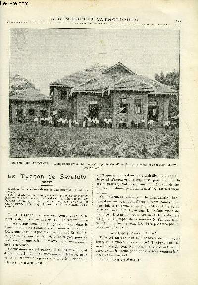 Les missions catholiques n 2061 - Le typhon de Swatow, Un discours de Mgr Ireland, La mission Birmane par Mgr Cardot, Sentinelle avance par M. Bret, En Somalie anglaise par le R. Pre Etienne