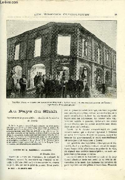 Les missions catholiques n 2069 - Au pays du Shah, les ruines de la guerre civile, Chez les filles de la charit de Ning Po, Au Tonkin maritime, une visite a de nouveaux chrtiens, Courses apostoliques dans le Canada septentrional