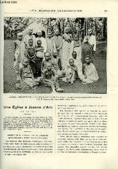 Les missions catholiques n 2095 - Une glise a Jeanne d'Arc en Chine, En Ocanie centrale, la mission de Niua-foou, le cyclone du 14 avril, Une tourne chez les malades du sommeil, Impressions et souvenirs d'un missionnaire chinois