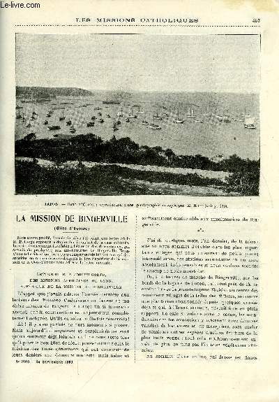 Les missions catholiques n 2103 - La mission de Bingerville, Etude sur le Hokkaido ou Yeso par Alfred Joseph Hutt, A travers le Binh Dinh, Les Andes, journal d'un missionnaire