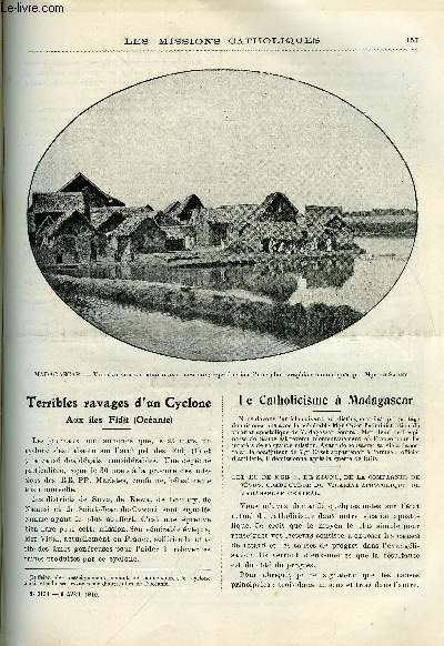 Les missions catholiques n 2131 - Terribles ravages d'un cyclone aux iles Fidji, Le catholicisme a Madagascar, Sur les montagnes bleues de l'Hindoustan, les badagas, La trappe chinoise de Yang-Kia-Pinn