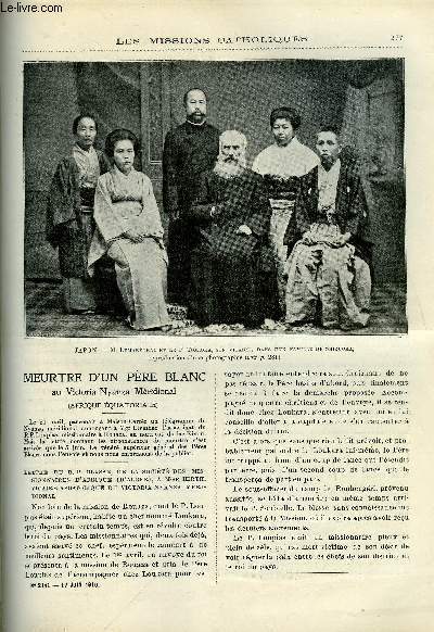 Les missions catholiques n 2141 - Meurtre d'un pre blanc au Victoria Nyanza Mridional, Dix sept cents petits chinois moribonds baptiss par une religieuse, En Laponie par Mgr Fallize, Tablettes d'un congolais, missionnaires,Une mission aux iles Gilbert