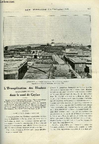 Les missions catholiques n 2151 - L'vanglisation des Hindous adorateurs de Siva dans le nord de Ceylan, Les missions a l'exposition de Bruxelles, Le clerg indigne en Core par M. Guinand, Croquis noirs au pays abyssin