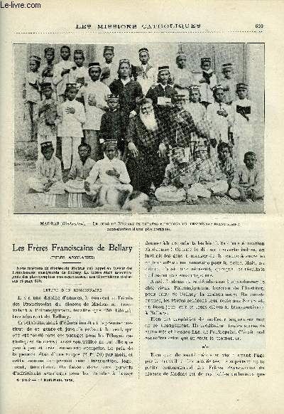 Les missions catholiques n 2162 - Les frres franciscains de Bellary, Pages danoises par l'abb A.M. Dubillot, Croquis noirs par M. Baeteman, Superstitions annamites