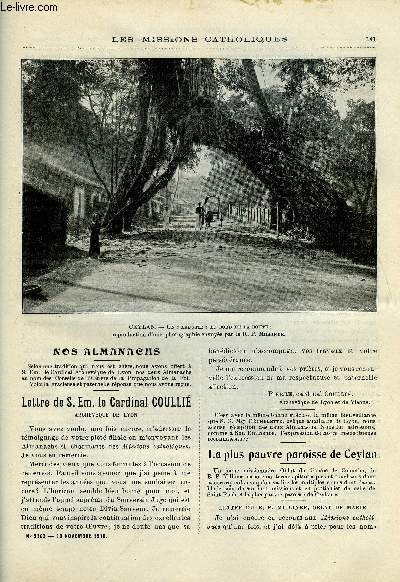 Les missions catholiques n 2163 - La plus pauvre paroisse de Ceylan, La femme chinoise, sa vritable condition, Croquis noirs, comment l'Abyssinie est devenue chrtienne