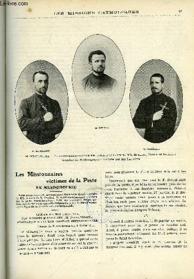 Les missions catholiques n 2178 - Les missionnaires victimes de la Peste en Mandchourie, Joyeux Nouvel An et triste Nol, Saint Olaf et ses missionnaires au XXe sicle, De Marseille a Alexandrie par le R.P. Eug. Chautard