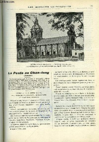 Les missions catholiques n 2183 - La peste au Chan-tong, Providentielle conversion d'un jeune lama, Une tourne apostolique en Core par Joseph Cadars, Un coin de l'Afrique quatoriale