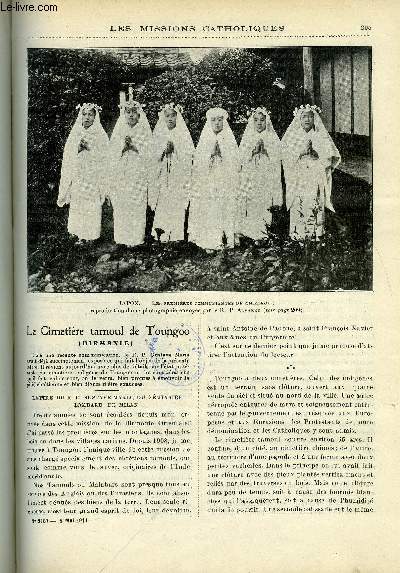 Les missions catholiques n 2187 - Le cimetire tamoul de Toungoo, Fleur de Madagascar, Une tourne apostolique en Core par Joseph Cadars, Dans le Siam oriental, magnifiques progrs de l'apostolat