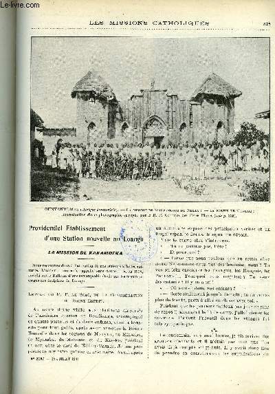 Les missions catholiques n 2197 - Providentiel tablissement d'une station nouvelle au Loango, la mission de Kakamoeka, La mission du Haut Niger, Aperu sur les iles kouriles par M. Hutt, Au Fouladougou, Au royaume de Ndala