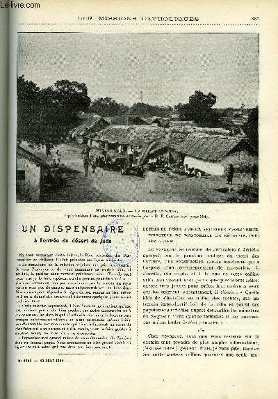 Les missions catholiques n 2202 - Un dispensaire a l'entre du dsert de Juda, La peste pulmonaire au Chan-tong, Une cole de village au Mont Liban, Les korgars de la mission de Mangalore