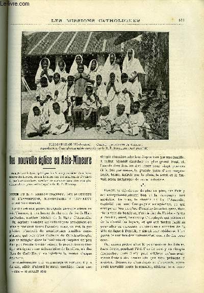 Les missions catholiques n 2250 - Une nouvelle glise en Asie Mineure, Cent kilomtres sur des paules kondes, Esquisses jaunes, les vilaines gens, Croquis blancs, quelques fleurs cueillies dans la vie de Mgr de Jacobis