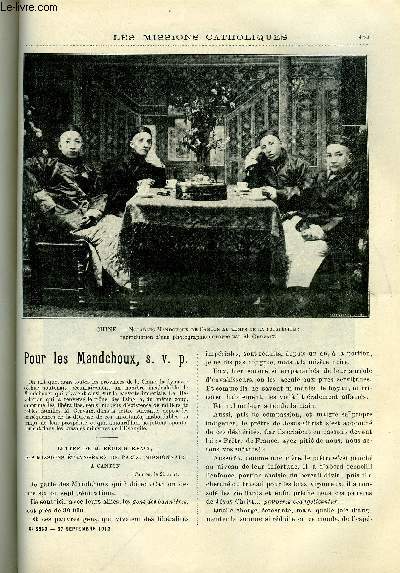 Les missions catholiques n 2260 - Pour les Mandchoux svp, Une intressante mission japonaise, L'ouvroir indigne de Biskra, Chez les esquimaux du Keewatin, caractre des esquimaux du nord