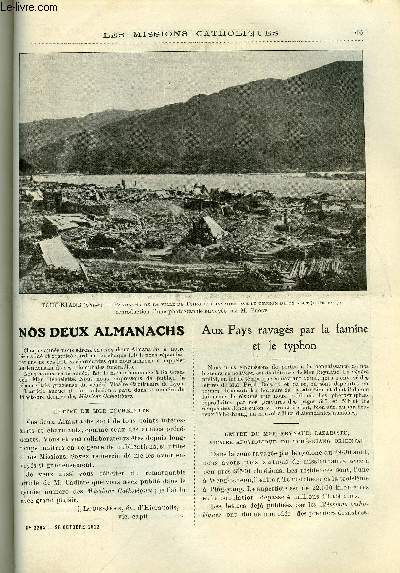 Les missions catholiques n 2264 - Nos deux almanachs, Aux pays ravags par la famine et le typhon, Vingt ans aprs, Mgr Fallize, vicaire apostolique de la Norvge, a Lomme, Chez les Hac-Ka du Kouang-tong, Les mahars du Brar, funrailles