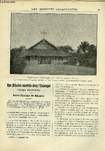 Les missions catholiques n 2415 - Une mission nouvelle dans l'Oubangui, Saint Philippe de Mbamou, Histoire de tigre, Rception d'vques en Afrique quatoriale, Un bon larron