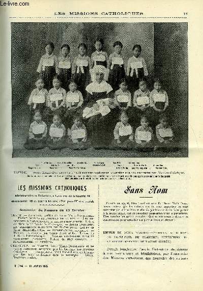 Les missions catholiques n 2744 - Sans nom, lettre de Soeur Marie Donatienne, Prire pour la propagation de la foi, Les orphelines d'Ambatolampy a leurs bienfaiteurs, Lettre de mre Saint Louis de Gonzague, Indes anglaises, les religieuses indignes