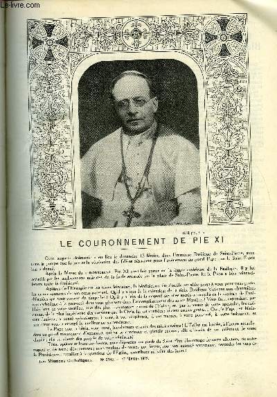 Les missions catholiques n 2749 - Le couronnement de Pie XI, Hindoustan, bienheureux les pauvres, Les souverains belges au Sahara, Mission de Kabylie, De Bello ad Bellum