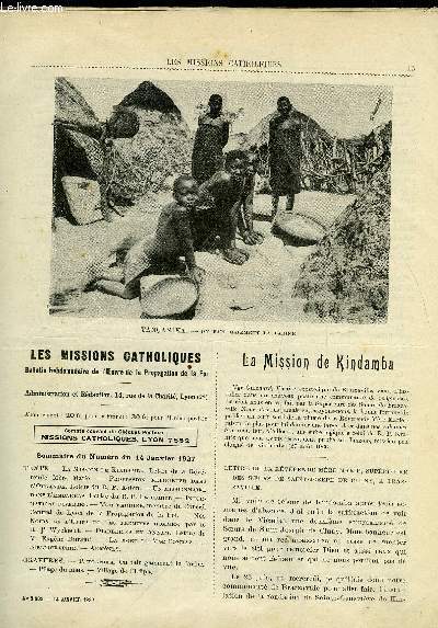 Les missions catholiques n 3003 - La mission de Kindamba, Profession religieuse dans l'Ouganda, Tonkin, un missionnaire dans l'embarras, Nos noirs de l'Ufipa et les premiers hommes, Diableries en Annam