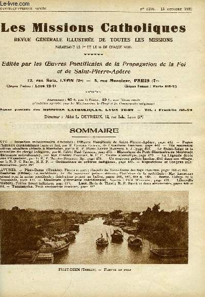 Les missions catholiques n 3166 - Intention missionnaire d'octobre : l'oeuvre pontificale de Saint Pierre Apotre, Pages d'histoire missionnaire par Georges Goyau, Dix nouveaux prtres sculiers chinois a Sienhsien, Le Saint Sige et la formation