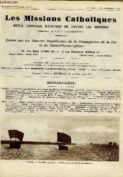 Les missions catholiques n 3169 - L'oeuvre des missionnaires des frres des coles chrtiennes par Georges Goyau, A travers les continents par le R.P. Considine, Congrs missionnaires de Lyon et Bibliographie missionnaire, Ncrologie des missions