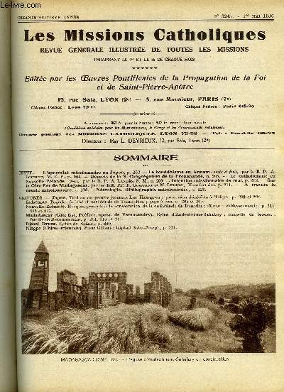 Les missions catholiques n 3245 - L'apostolat missionnaire au Japon, Le bouddhisme en Annam par le R.P.A. Bourlet, Dcrets de la S. Congrgation de la Propagande, Le catholicisme en Nouvelle Zlande, Intention missionnaire de mai, Sur la Cote Est