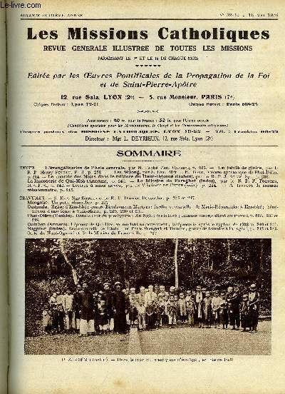 Les missions catholiques n 3246 - L'vanglisation de l'Asie centrale par l'abb Paul Catrice, Un jubil de gloire par le R.P. Henry Pineau, Les Muong par Mgr J.B. Tong, La morale des Noirs dans le folklore du Haut Ogoou, La lproserie de Qui Hoa