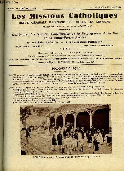 Les missions catholiques n 3270 - Aprs le trait franco-syrien, le problme des minorits chrtiennes en Syrie, La magie a Bandjoun par le R.P.A. Albert, Comment on fonde une paroisse au Tonkin (suite et fin) par le R.P.E. Raynaud, Les Coptes d'Egypte