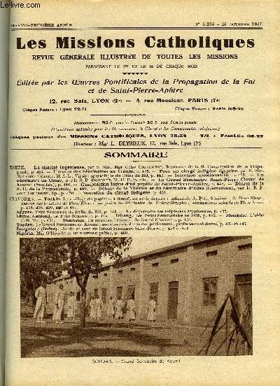 Les missions catholiques n 3276 - La charit ingnieuse par S. Exc. Mgr Celso Costantini, L'oeuvre des sminaires au Tonkin, Pour un clerg indigne gyptien par S. Exc. Mgr Jules Girard, Intention missionnaire, Un sminaire en Chine, Le grand sminaire