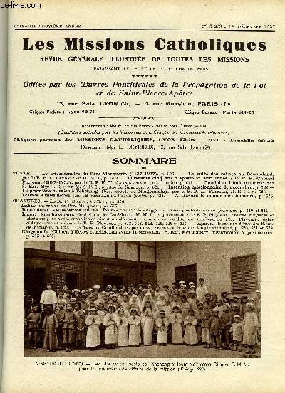 Les missions catholiques n 3279 - Le tricentenaire du Pre Marquette, Le culte des manes au Basutoland par le R.P.F. Laydevant, Quarante cinq ans d'apostolat aux Indes : le R.P. Gabriel Playoust par le R.P.K.M. Gnaninathair, Gandhi et l'inde moderne